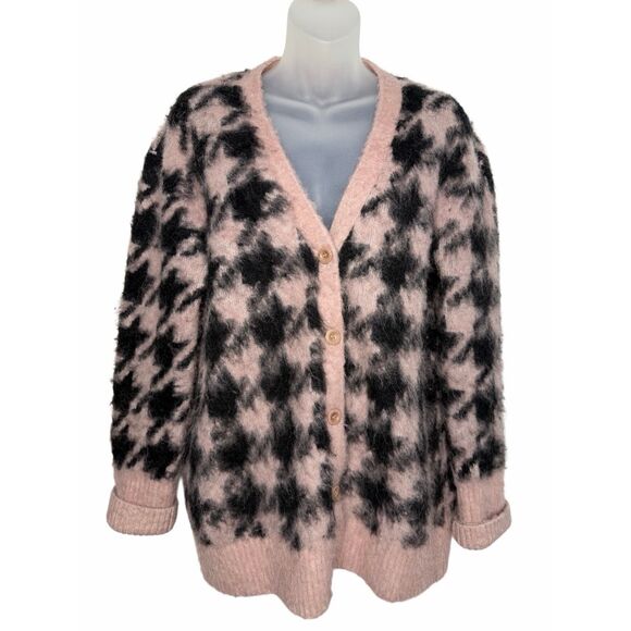 Allsaints Irma Houndstooth Cardigan Pink Small - Picture 3 of 16